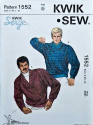 1552 KWIK SEW MR LONG SLEEVE KNIT SWEATER PATTERN S-XL
